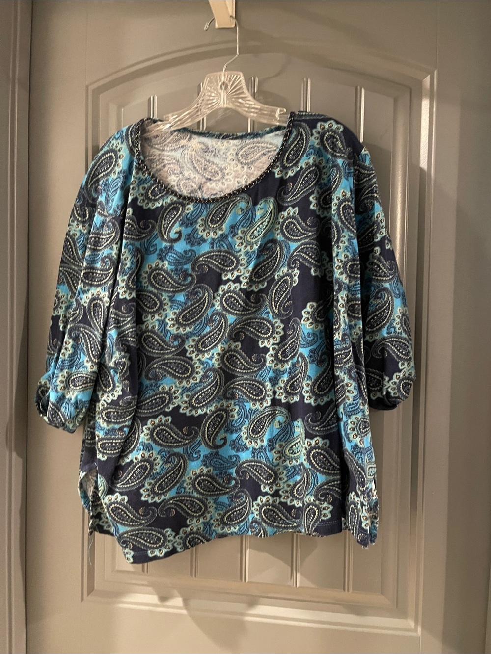 Kim Rogers Blue & Navy Paisley Scoop-Neck Tunic